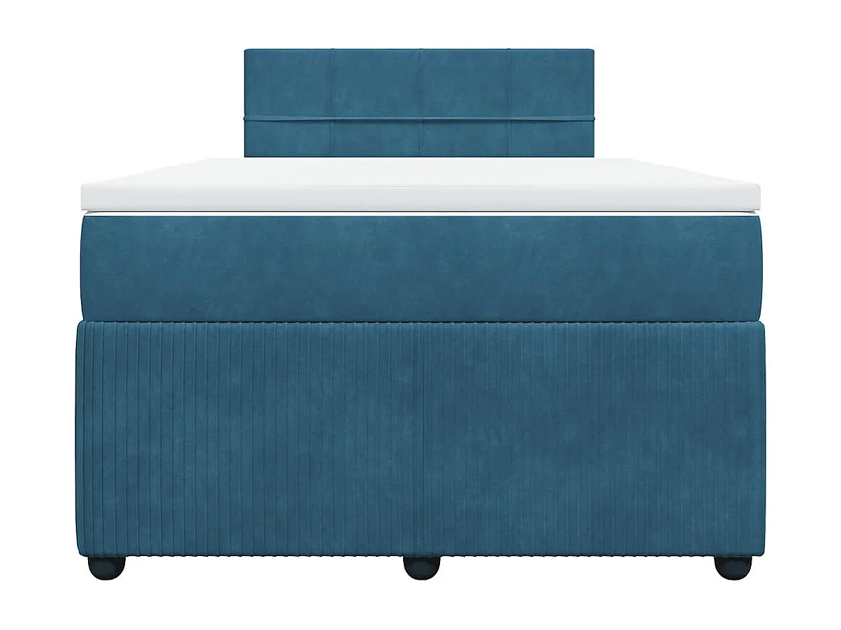 Cama boxspring com colchão 120x200 cm veludo azul