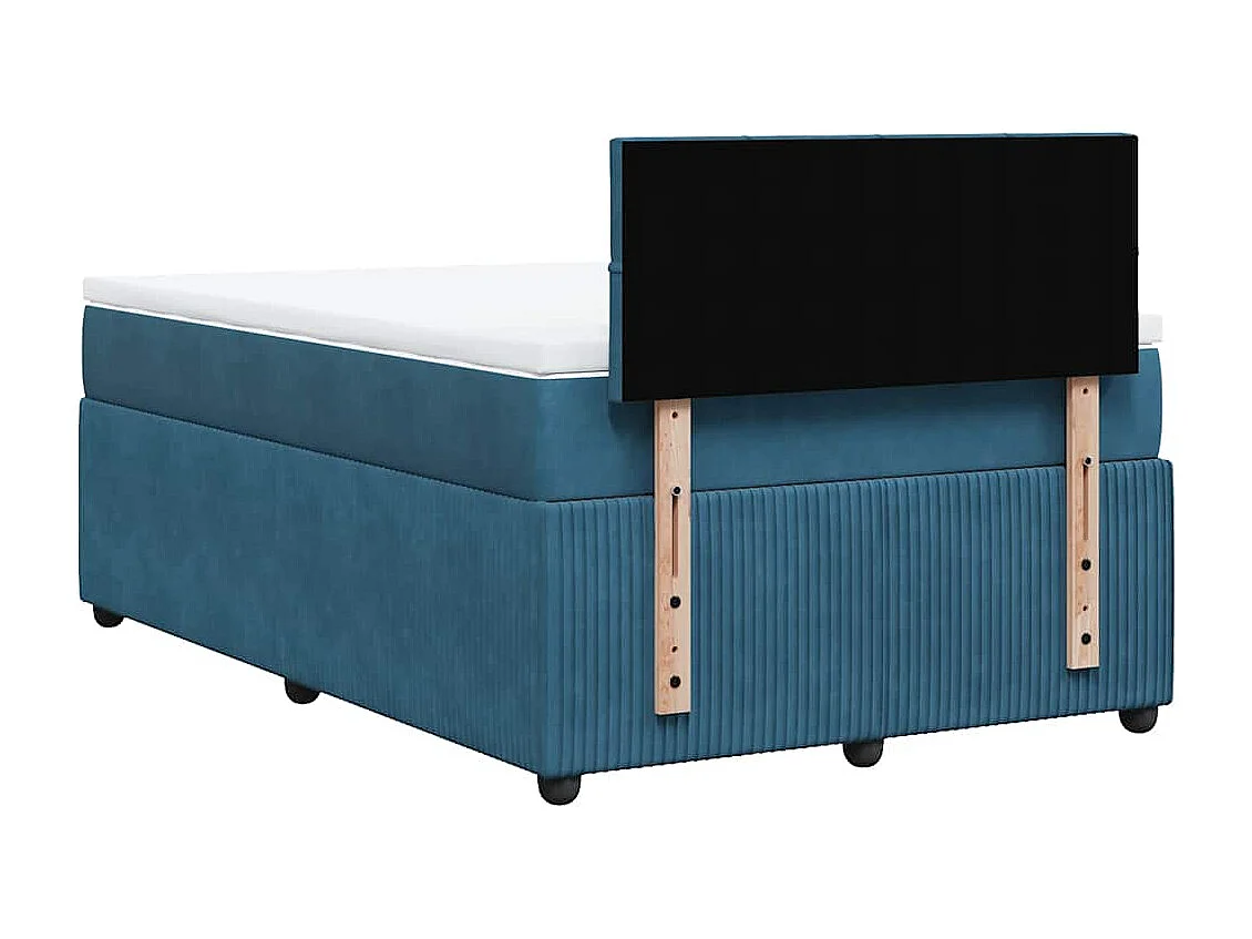 Cama boxspring com colchão 120x200 cm veludo azul