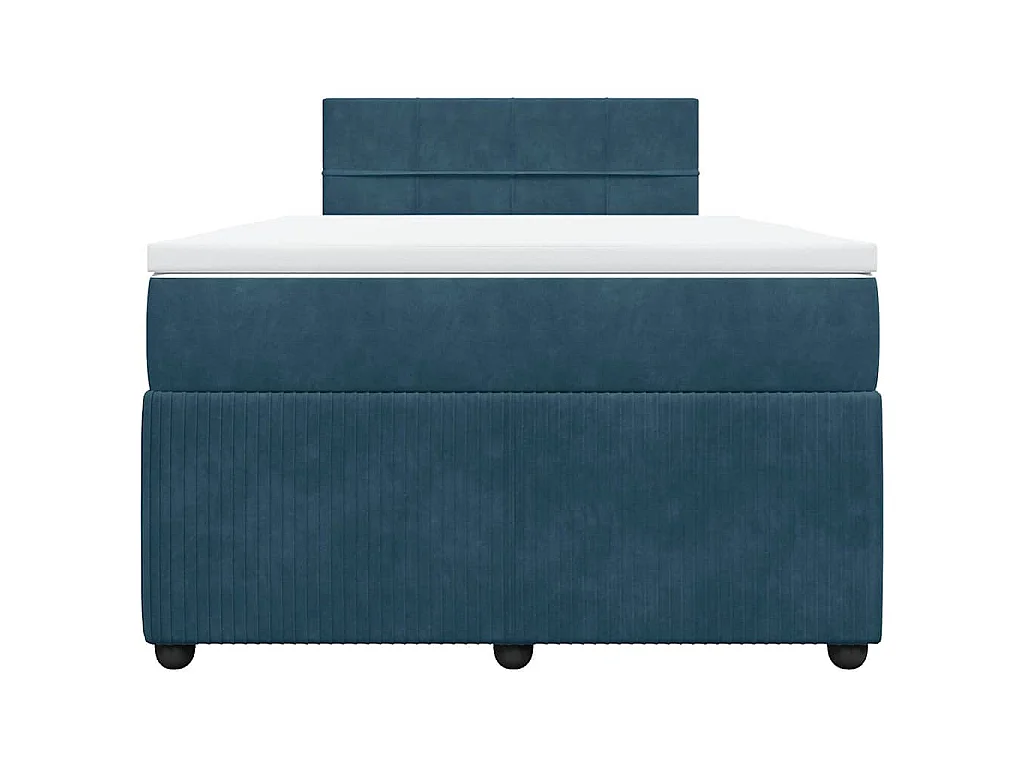 Cama box spring con colchón terciopelo azul 120x200 cm