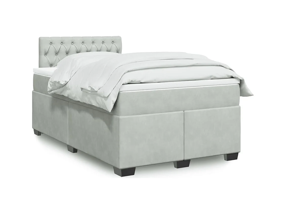 Sommier à lattes de lit et matelas gris clair 120x190cm velours