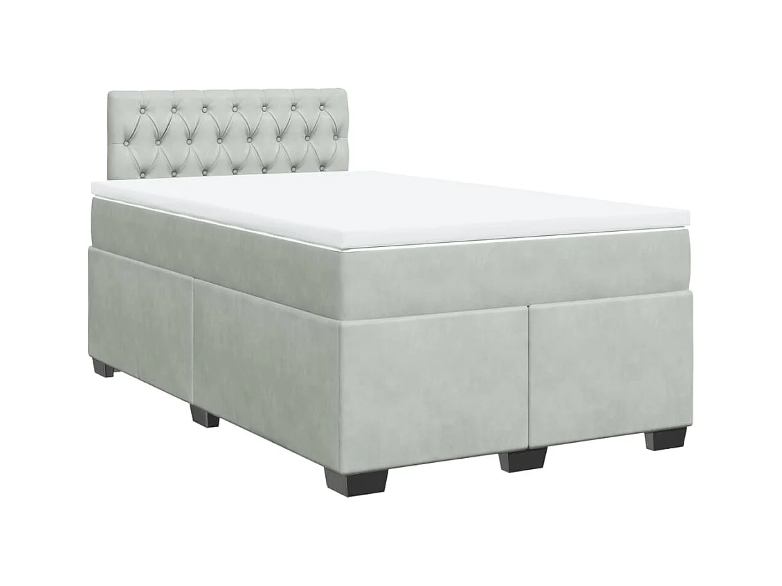 Sommier à lattes de lit et matelas gris clair 120x190cm velours