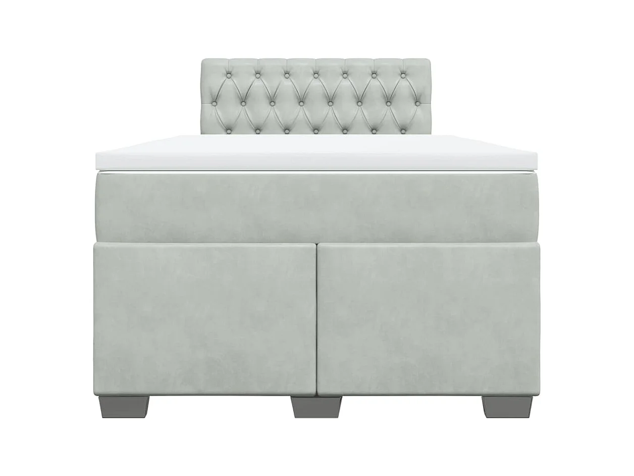 Sommier à lattes de lit et matelas gris clair 120x190cm velours