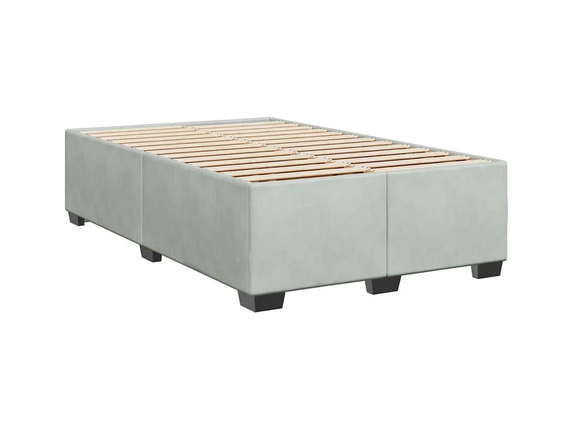 Sommier à lattes de lit et matelas gris clair 120x190cm velours