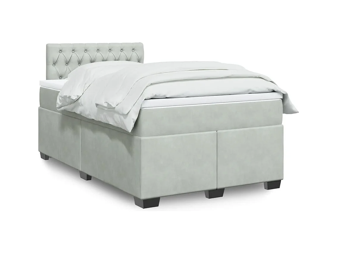 Boxspringbett mit Matratze Hellgrau 120x190 cm Samt