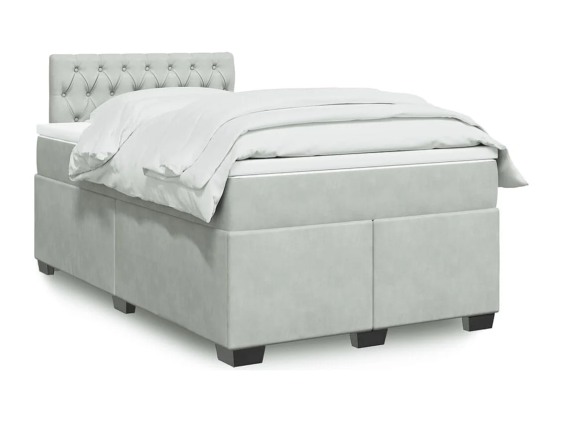 Boxspring met matras fluweel lichtgrijs 120x190 cm
