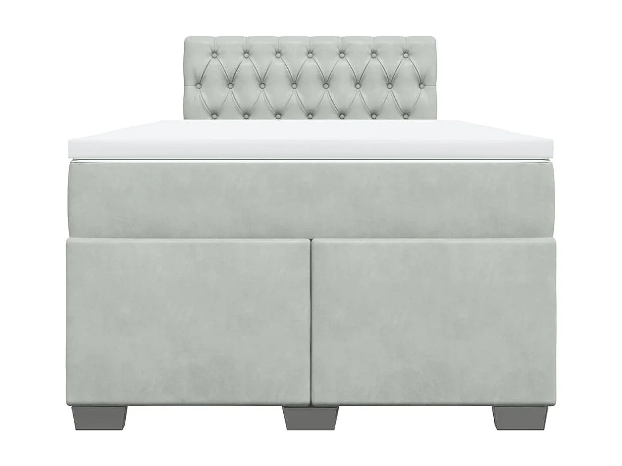 Boxspring met matras fluweel lichtgrijs 120x190 cm