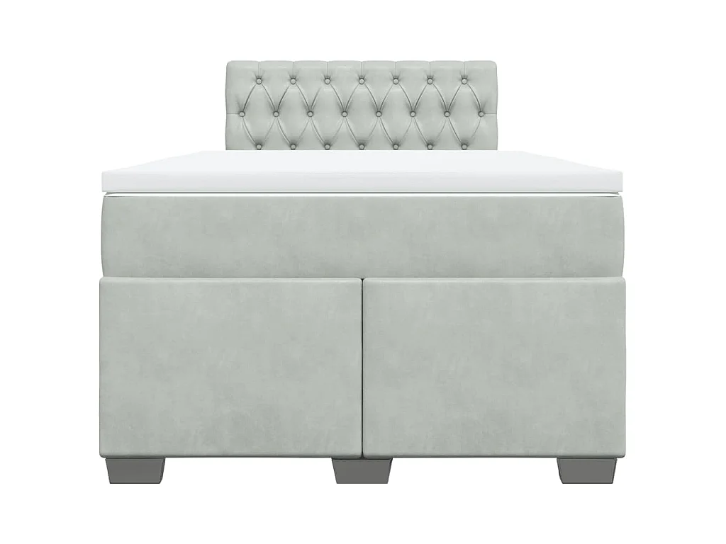 Cama box spring con colchón terciopelo gris claro 120x190 cm