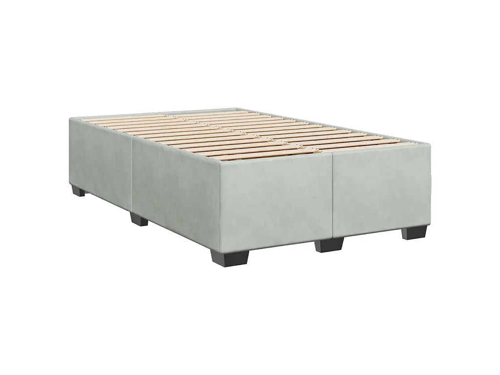 Cama box spring con colchón terciopelo gris claro 120x190 cm