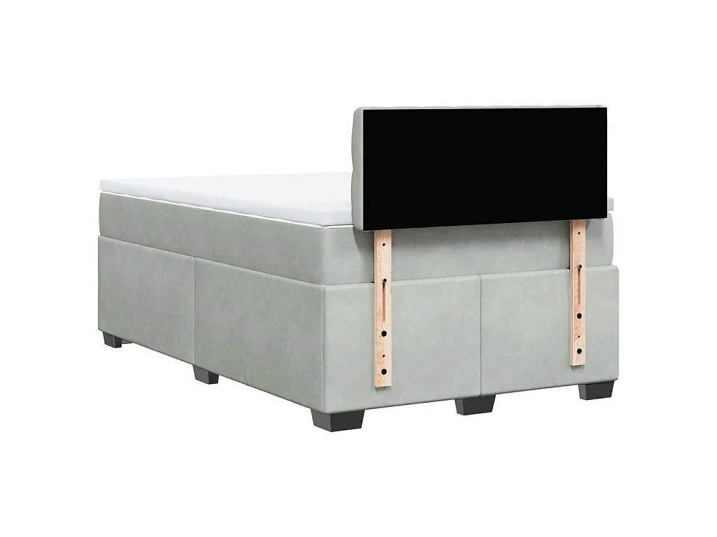 Cama box spring con colchón terciopelo gris claro 120x190 cm