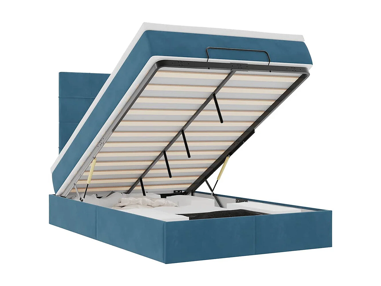 Struttura Letto Pouf con Materassi Blu Scuro 120x200 cm Velluto