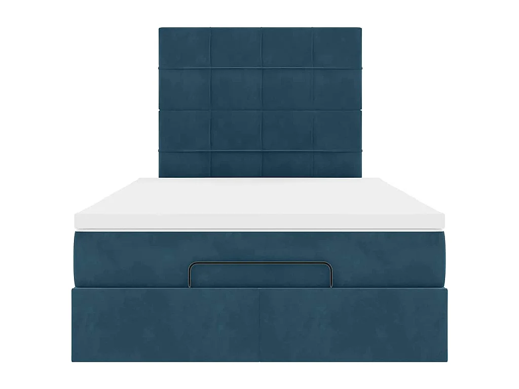 Struttura Letto Pouf con Materassi Blu Scuro 120x200 cm Velluto
