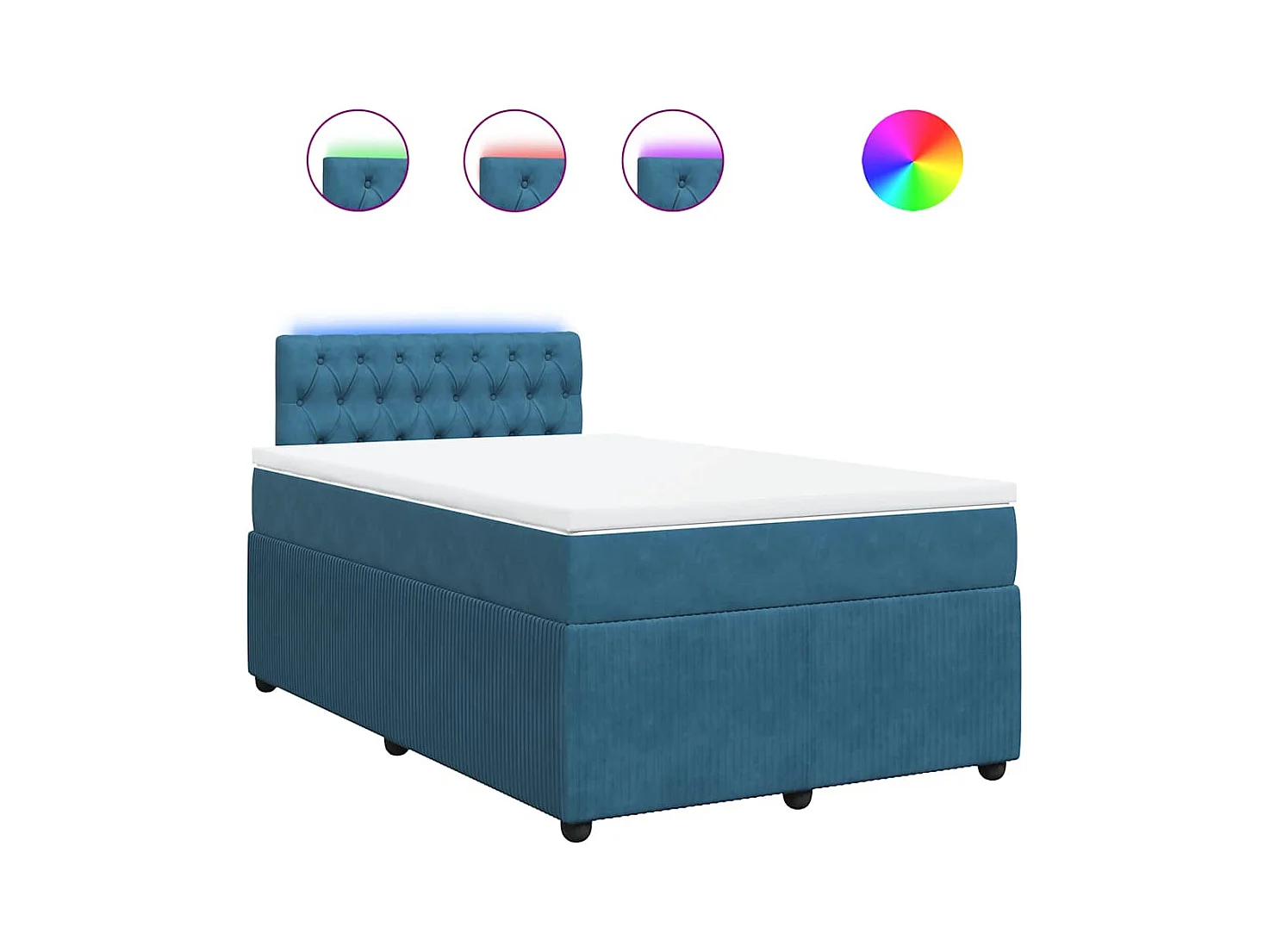 Cama boxspring com colchão 120x200 cm veludo azul