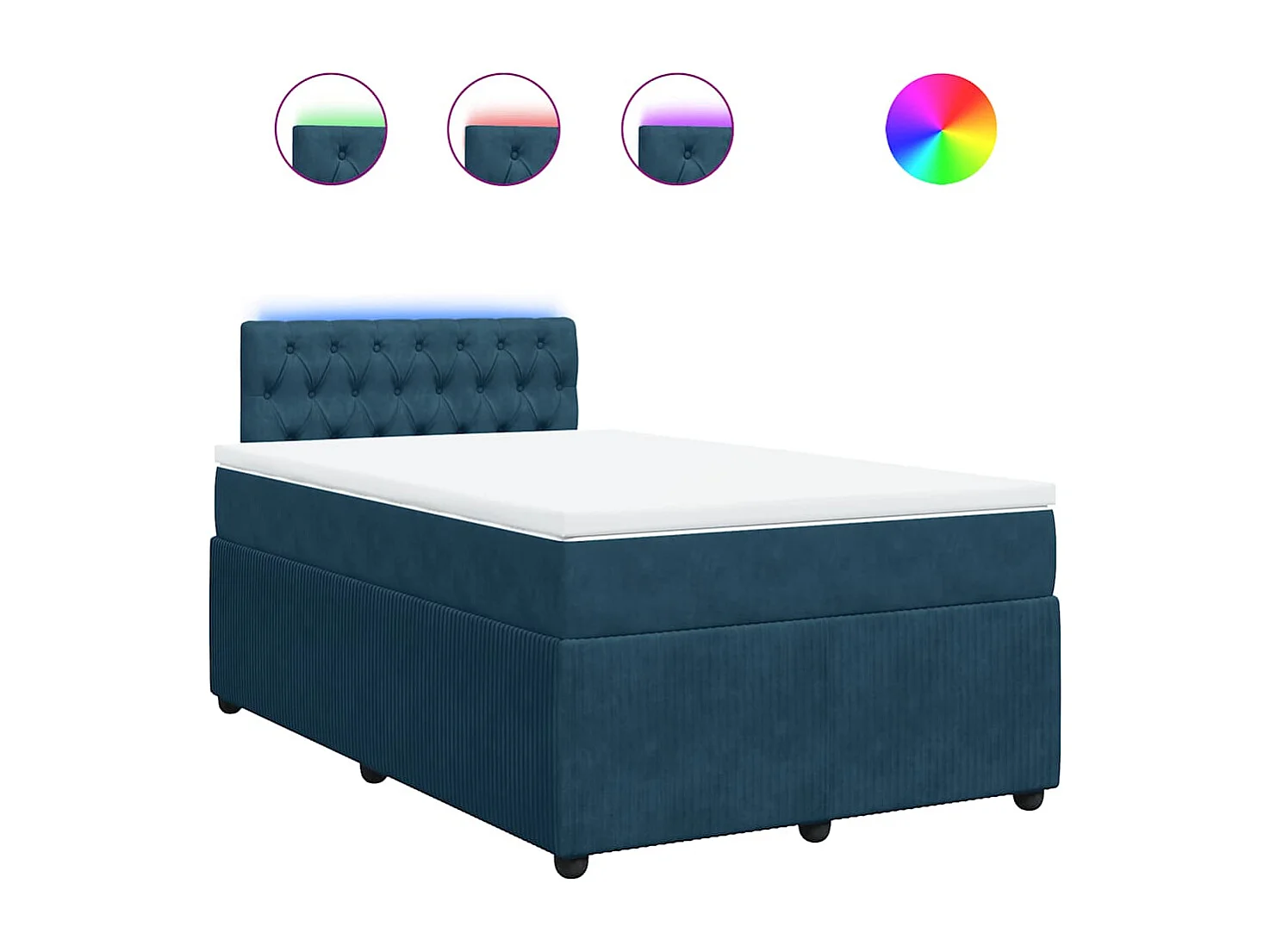 Cama box spring con colchón terciopelo azul 120x200 cm