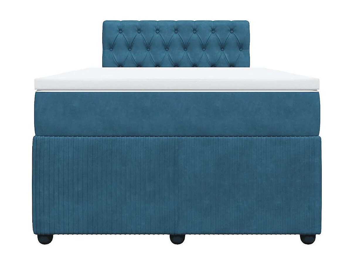 Cama box spring con colchón terciopelo azul 120x200 cm