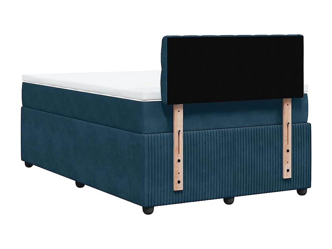 Cama box spring con colchón terciopelo azul 120x200 cm
