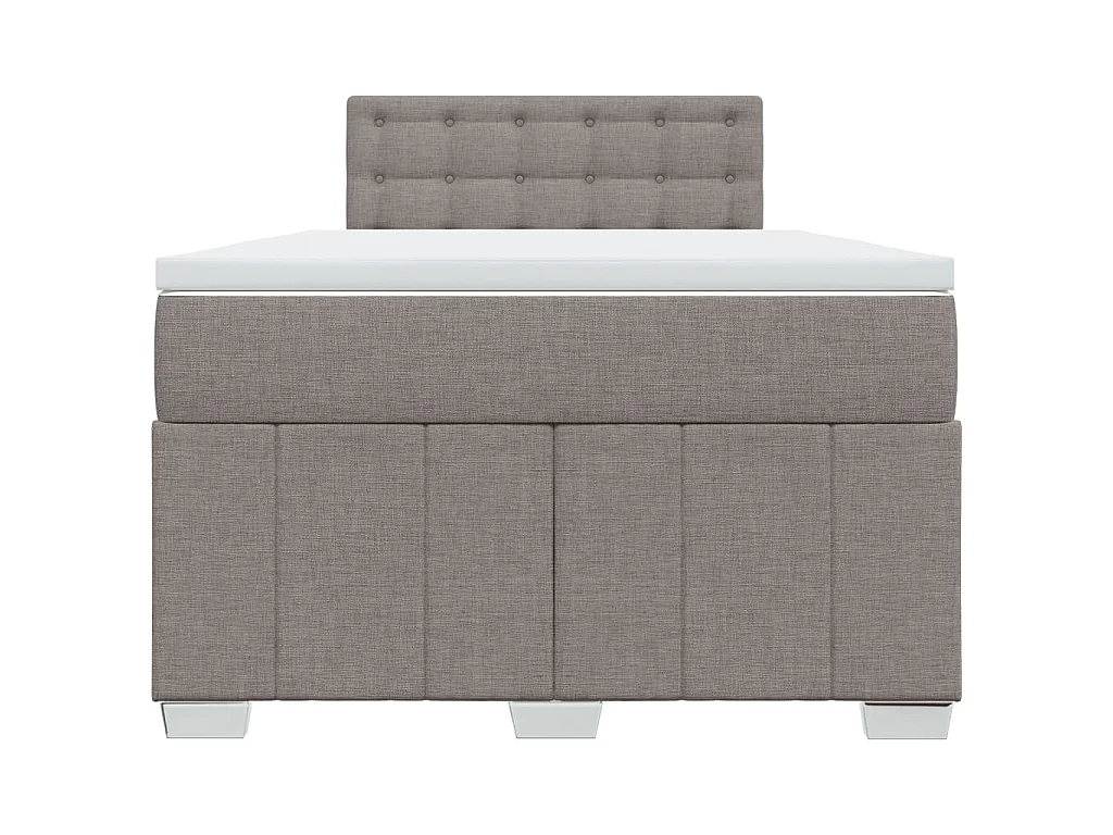Cama box spring con colchón tela gris taupe 120x200 cm