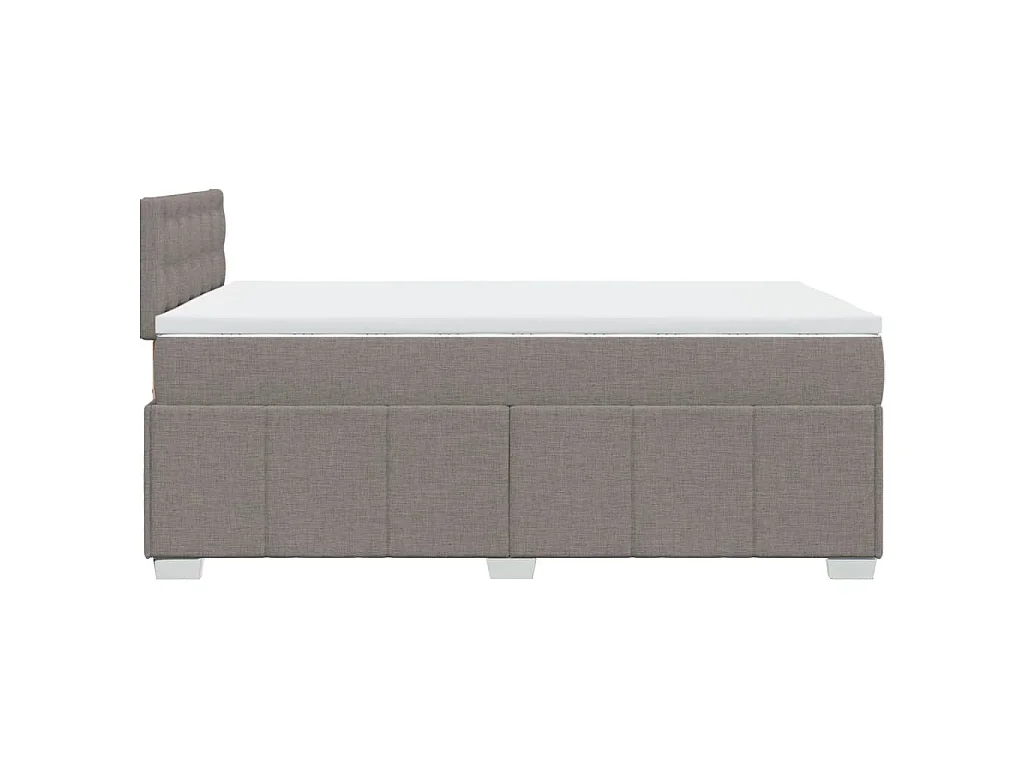 Cama box spring con colchón tela gris taupe 120x200 cm