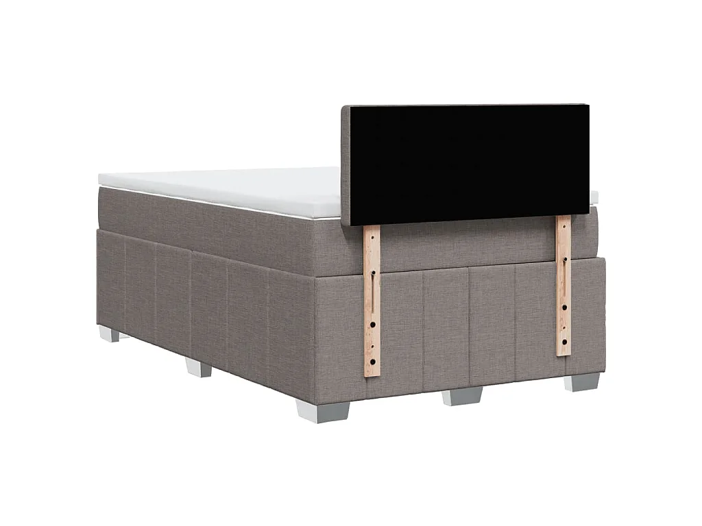 Cama box spring con colchón tela gris taupe 120x200 cm