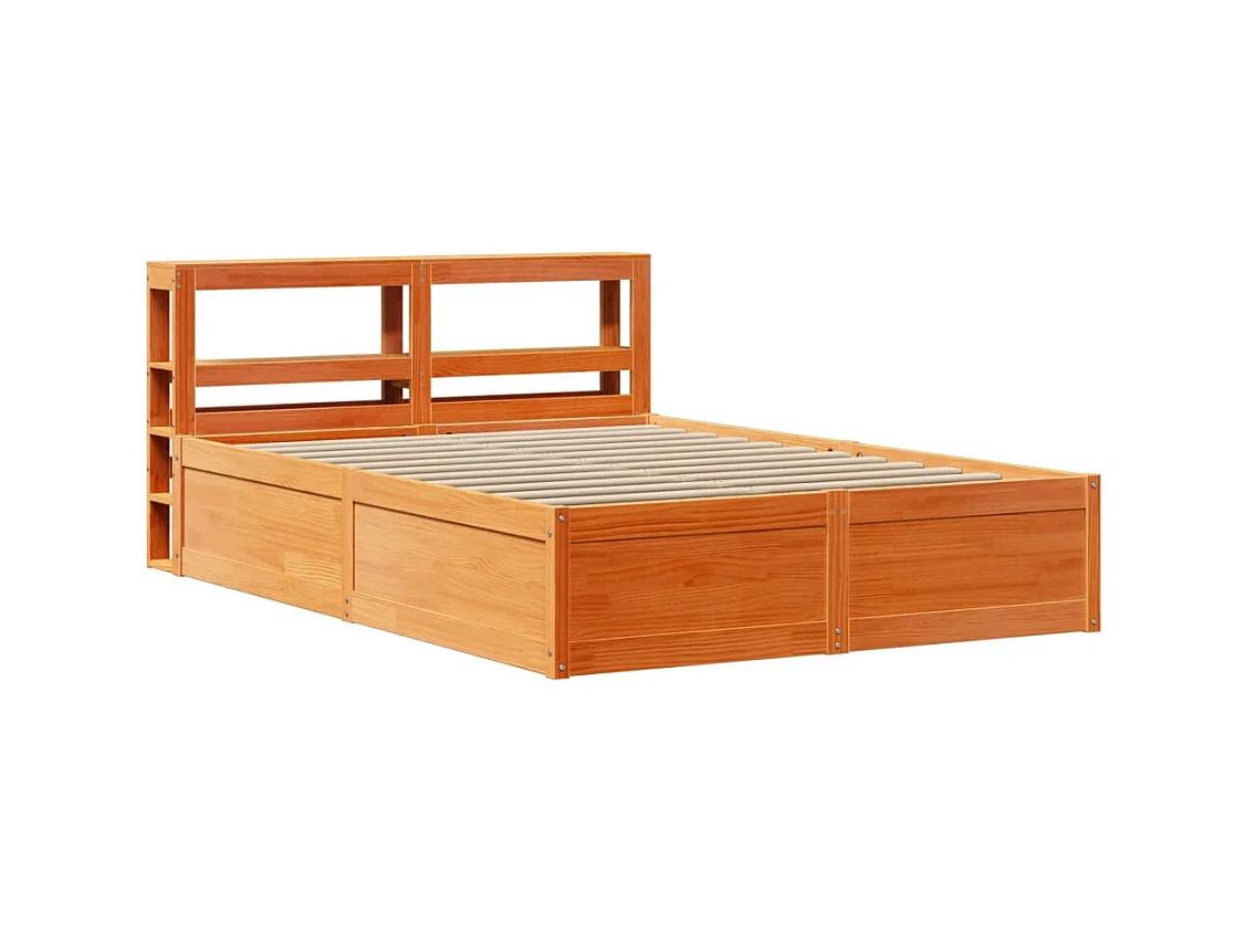 Cadre de lit avec tête de lit cire marron 120x190cm bois de pin