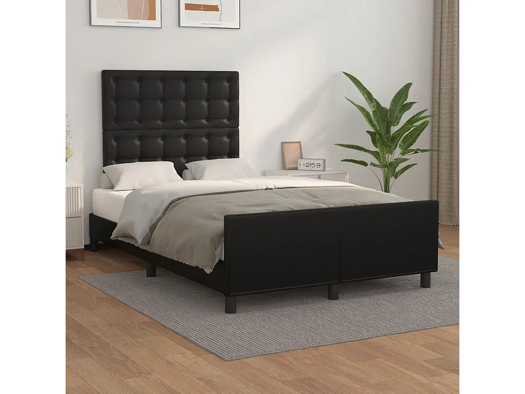 Giroletto con Testiera Nero 120x200 cm in Similpelle
