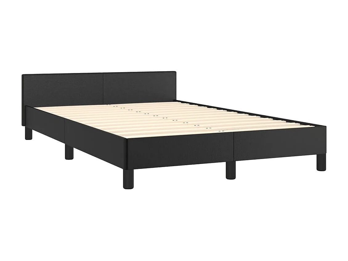 Giroletto con Testiera Nero 120x200 cm in Similpelle