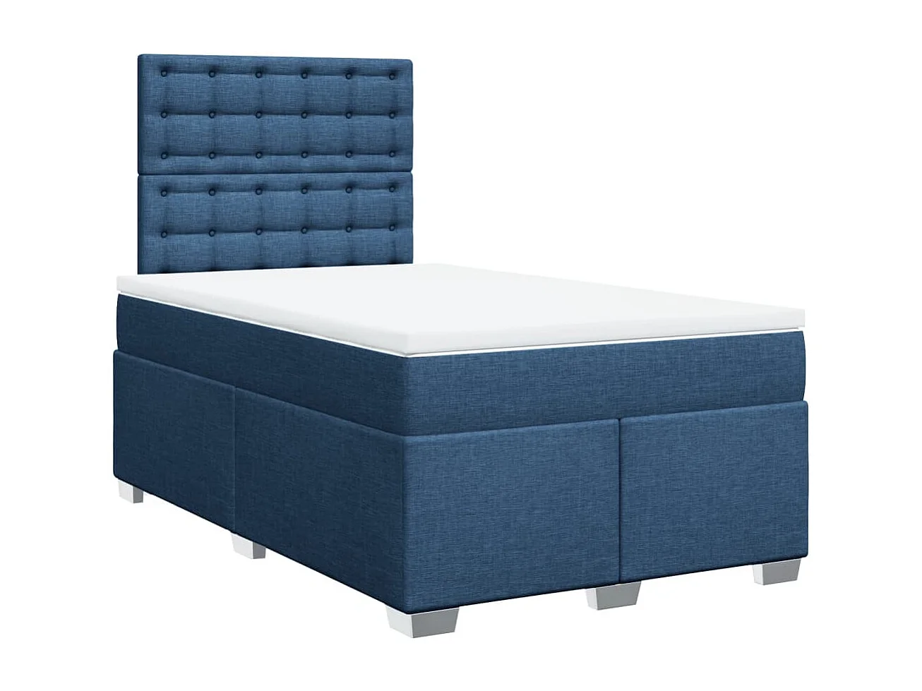 Cama boxspring com colchão 120x190 cm tecido azul