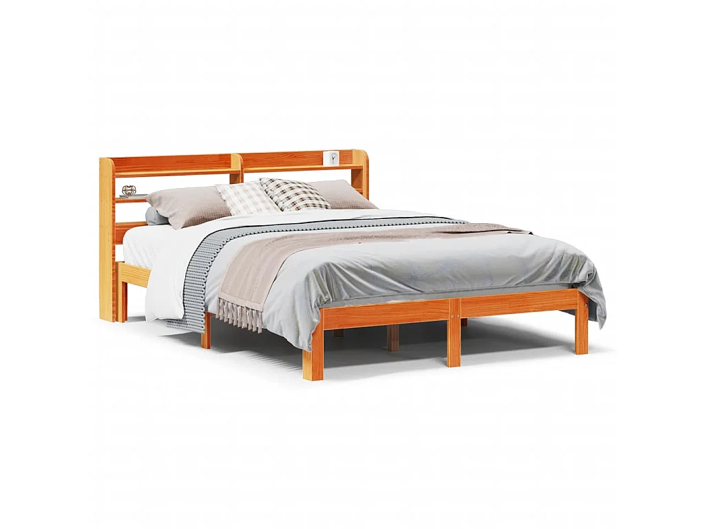 Cadre de lit sans matelas cire marron 120x190cm bois pin massif