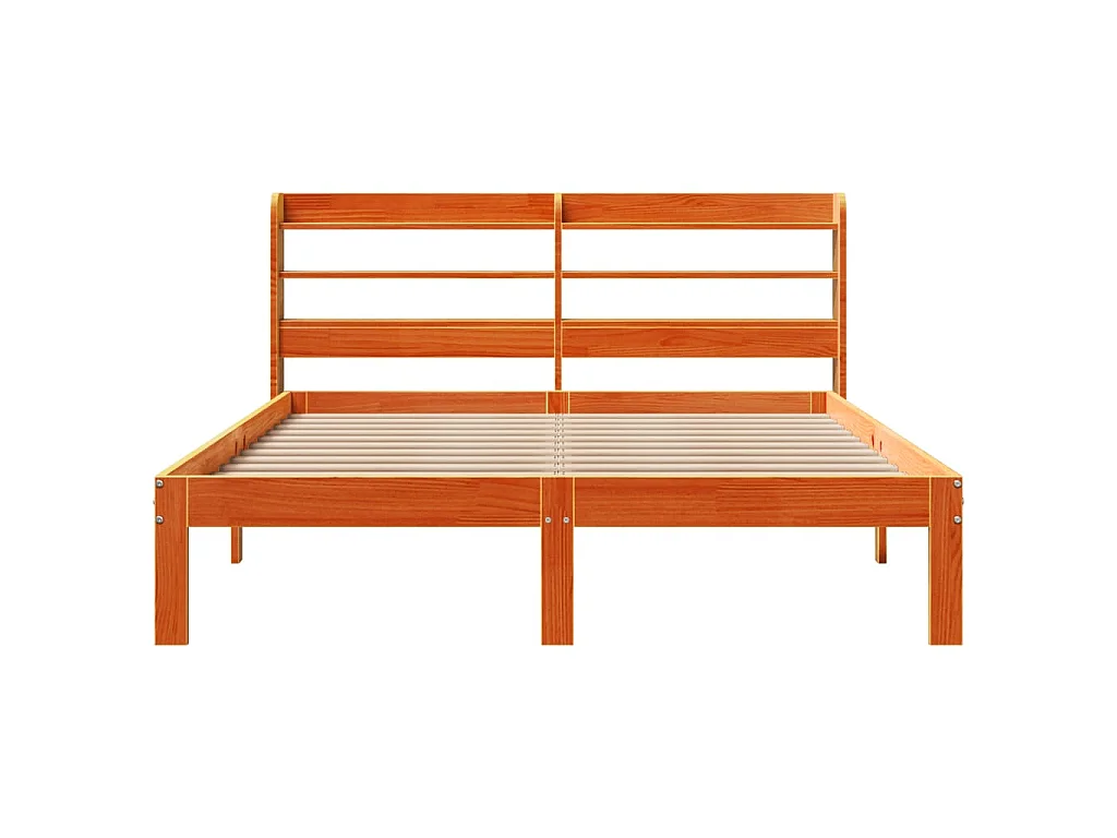 Cadre de lit sans matelas cire marron 120x190cm bois pin massif