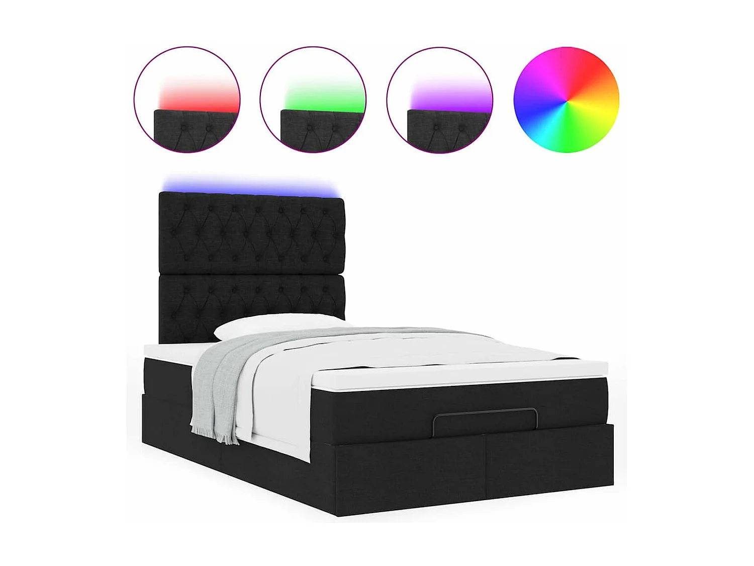 Ottoman bed met matras en LED's 120x200cm stof zwart