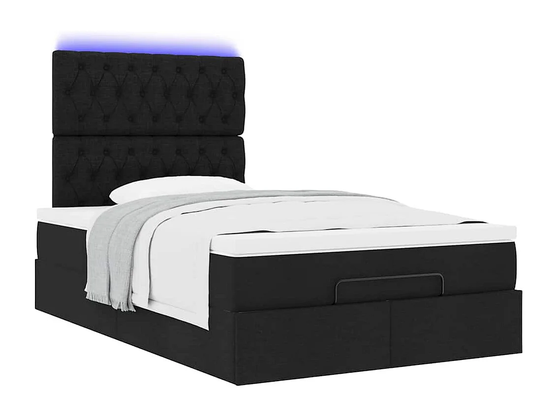 Cadre de lit ottoman avec matelas noir 120x200cm tissu