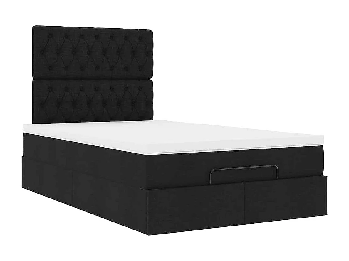 Cadre de lit ottoman avec matelas noir 120x200cm tissu