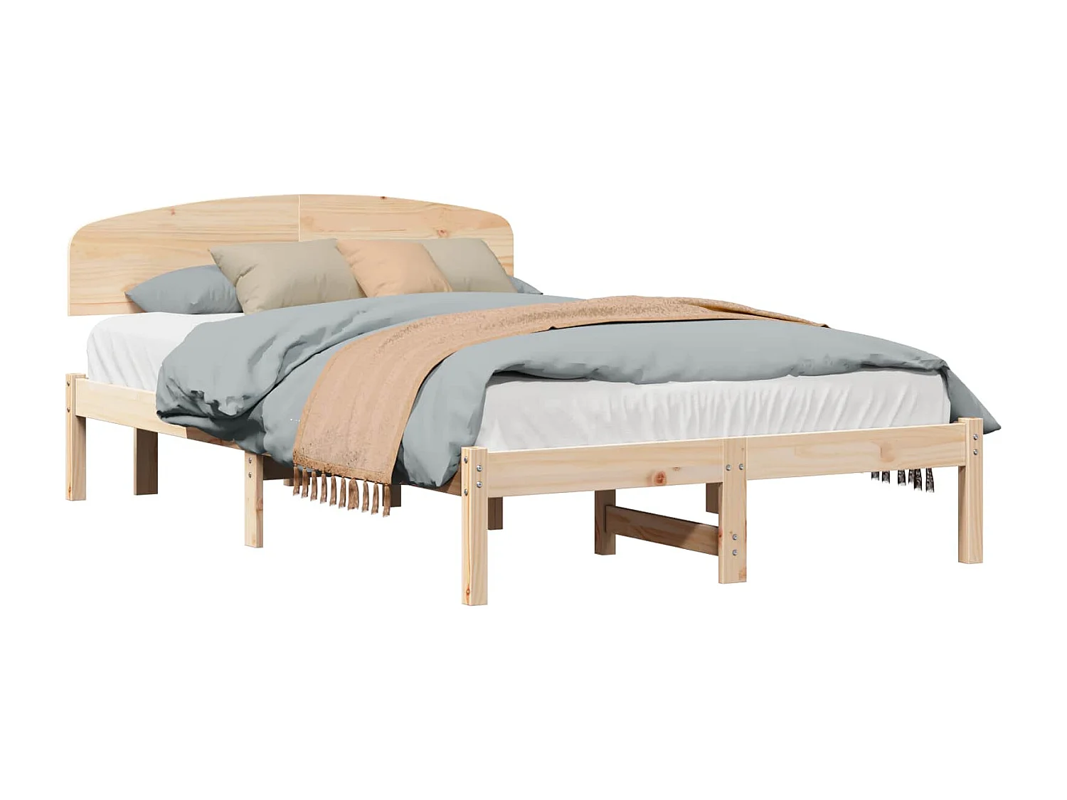 Bedframe met hoofdeinde Naturel 120 x 200 cm Massief grenenhout
