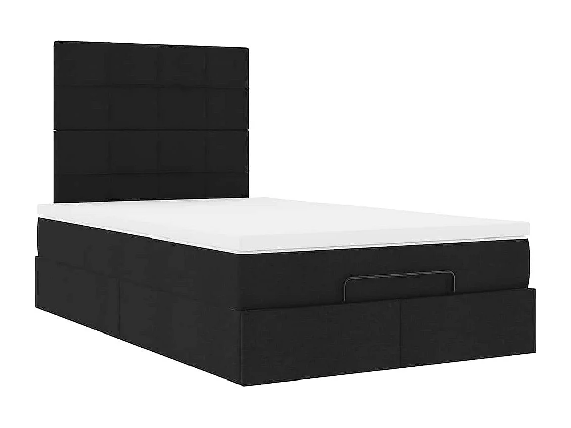 Cadre de lit ottoman avec matelas noir 120x190 cm tissu