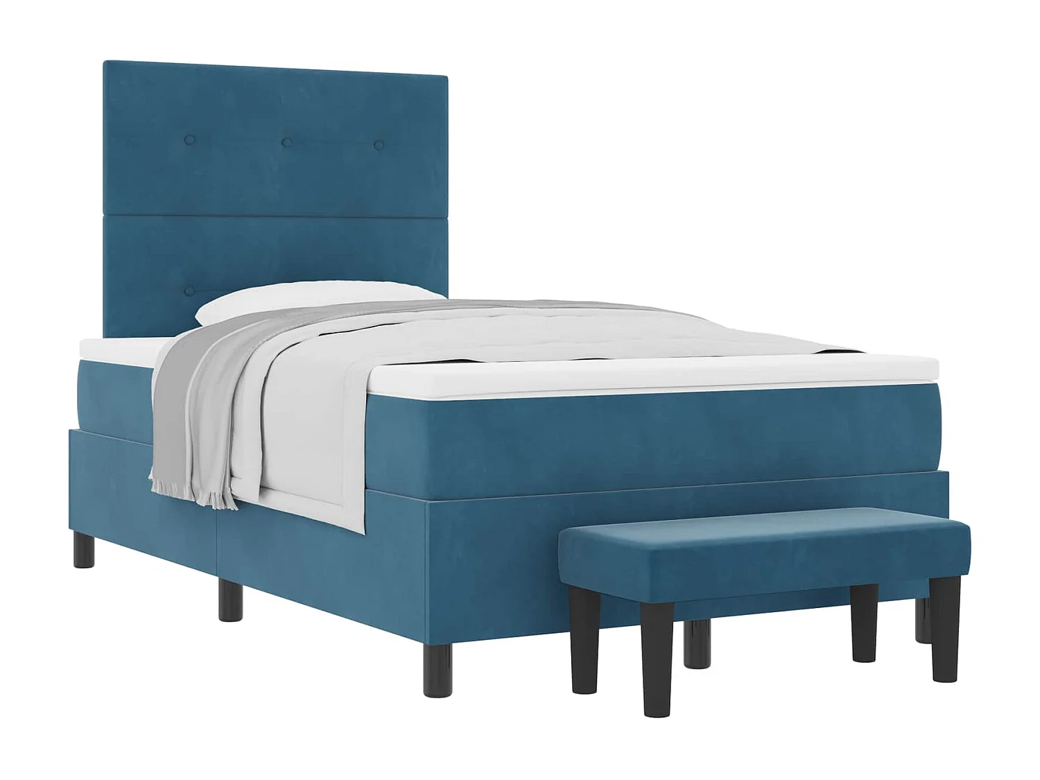 Lit à ressorts avec matelas Bleu foncé 120 x 200 cm Velours