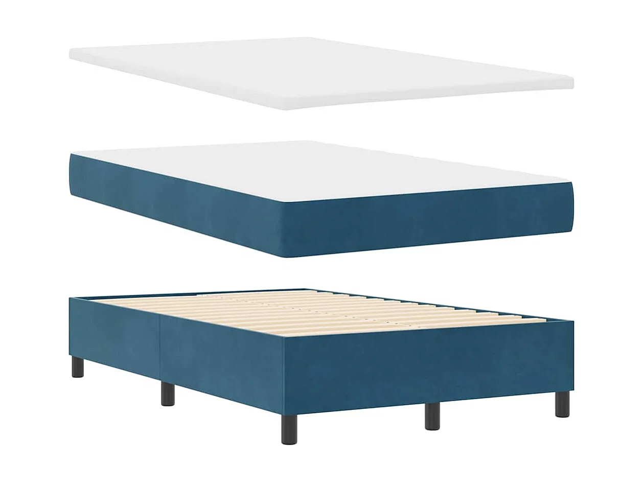 Lit à ressorts avec matelas Bleu foncé 120 x 200 cm Velours
