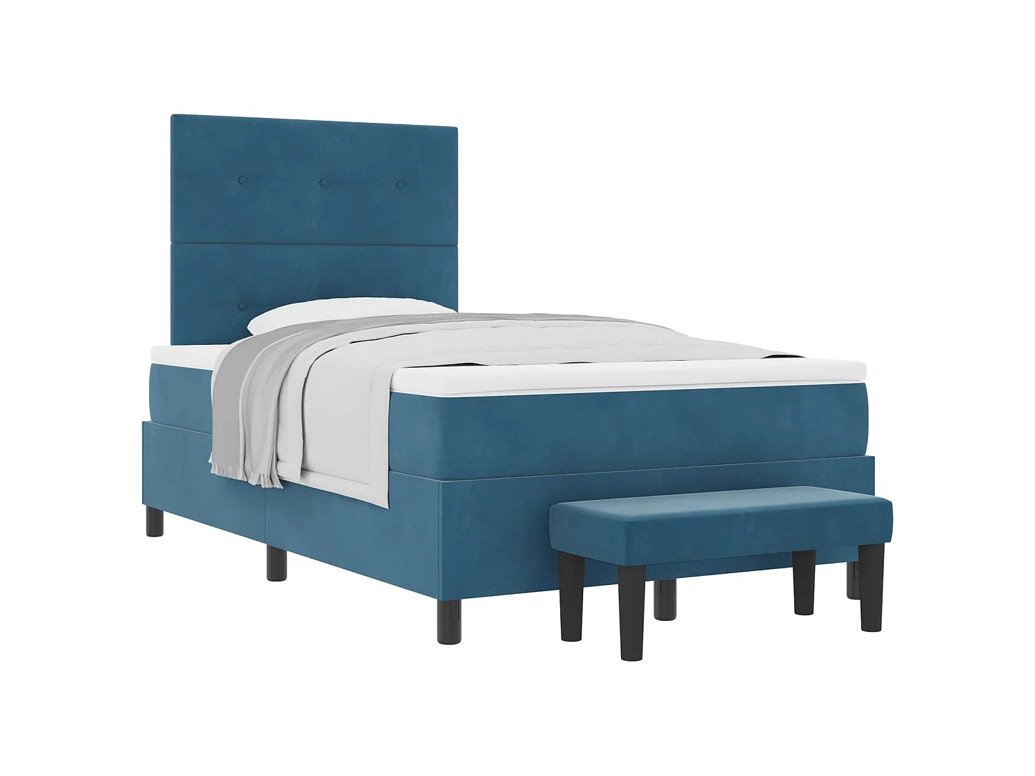 Boxspringbett mit Kopfteil Dunkelblau 200 x 120 cm Samt