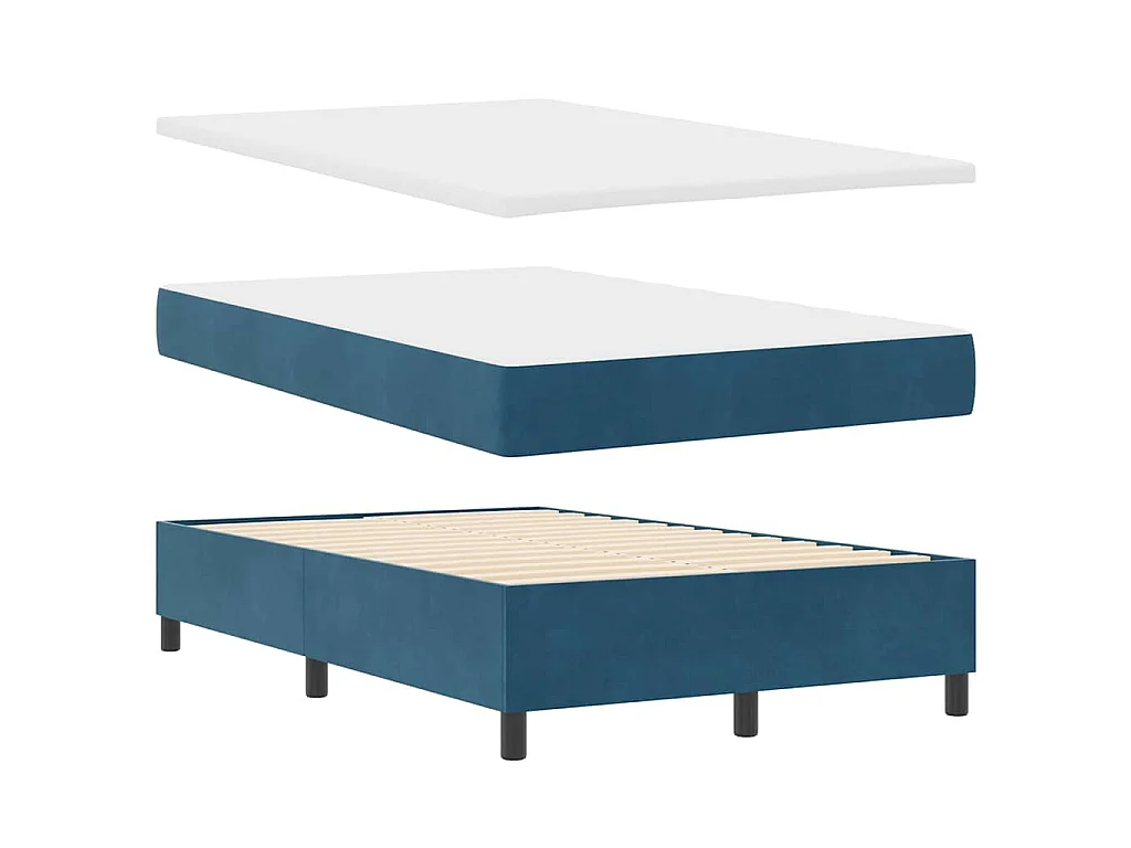 Boxspringbett mit Kopfteil Dunkelblau 200 x 120 cm Samt