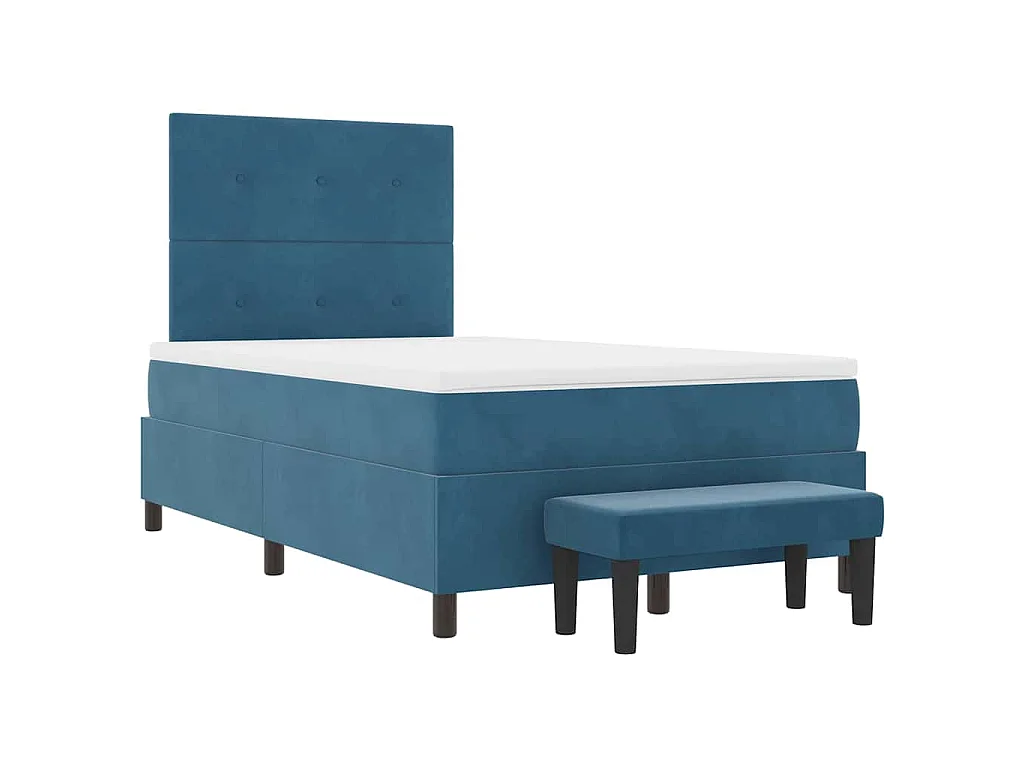 Boxspringbett mit Kopfteil Dunkelblau 200 x 120 cm Samt