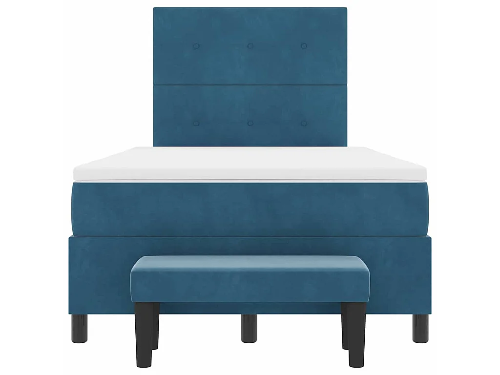 Boxspringbett mit Kopfteil Dunkelblau 200 x 120 cm Samt