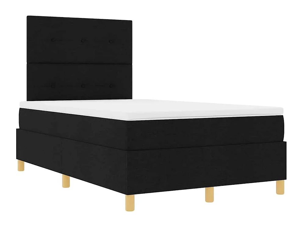 Lit à ressorts avec tête de lit Noir 120 x 190 cm tissu