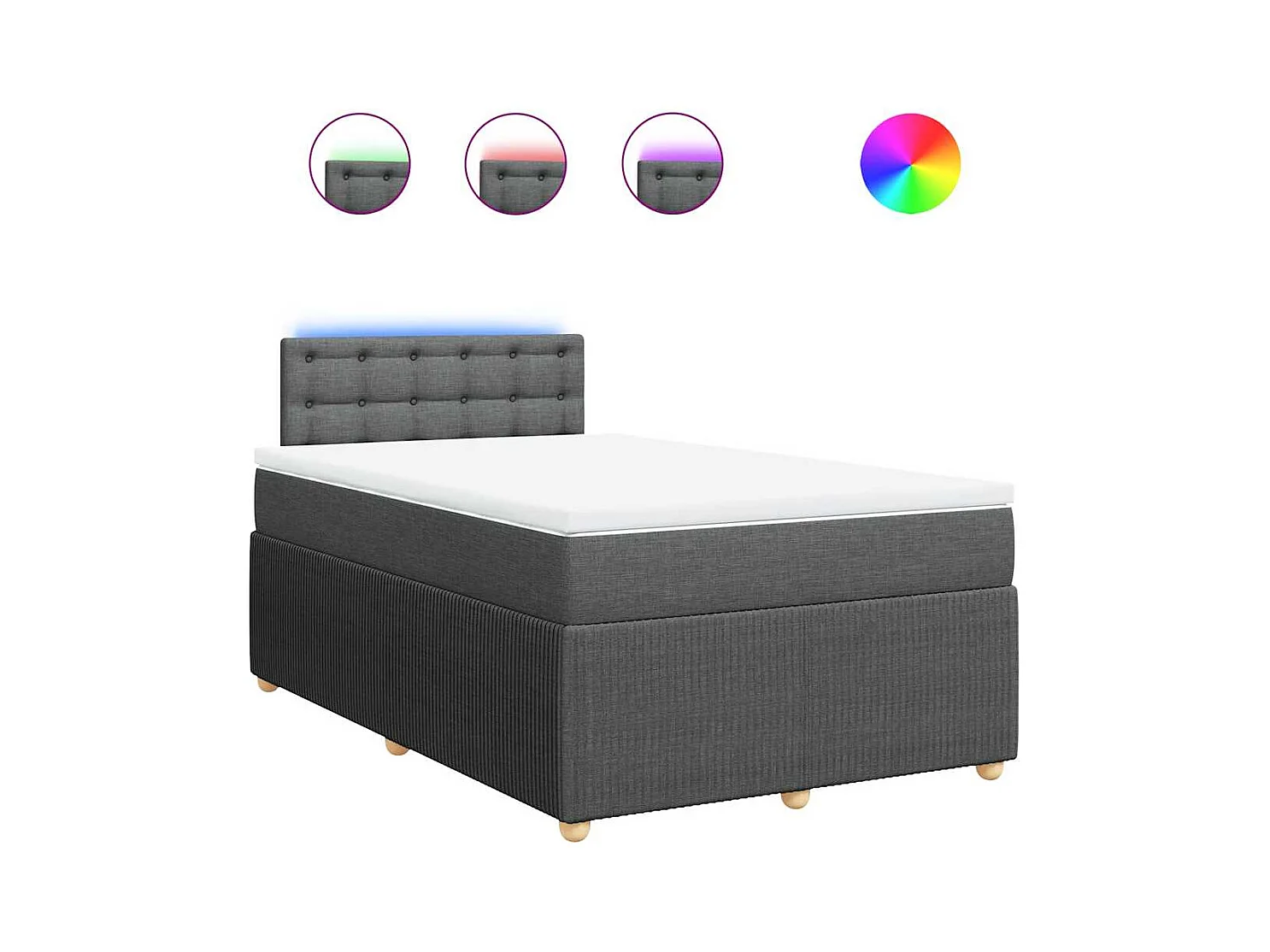 Sommier à lattes de lit avec matelas gris foncé 120x190cm tissu