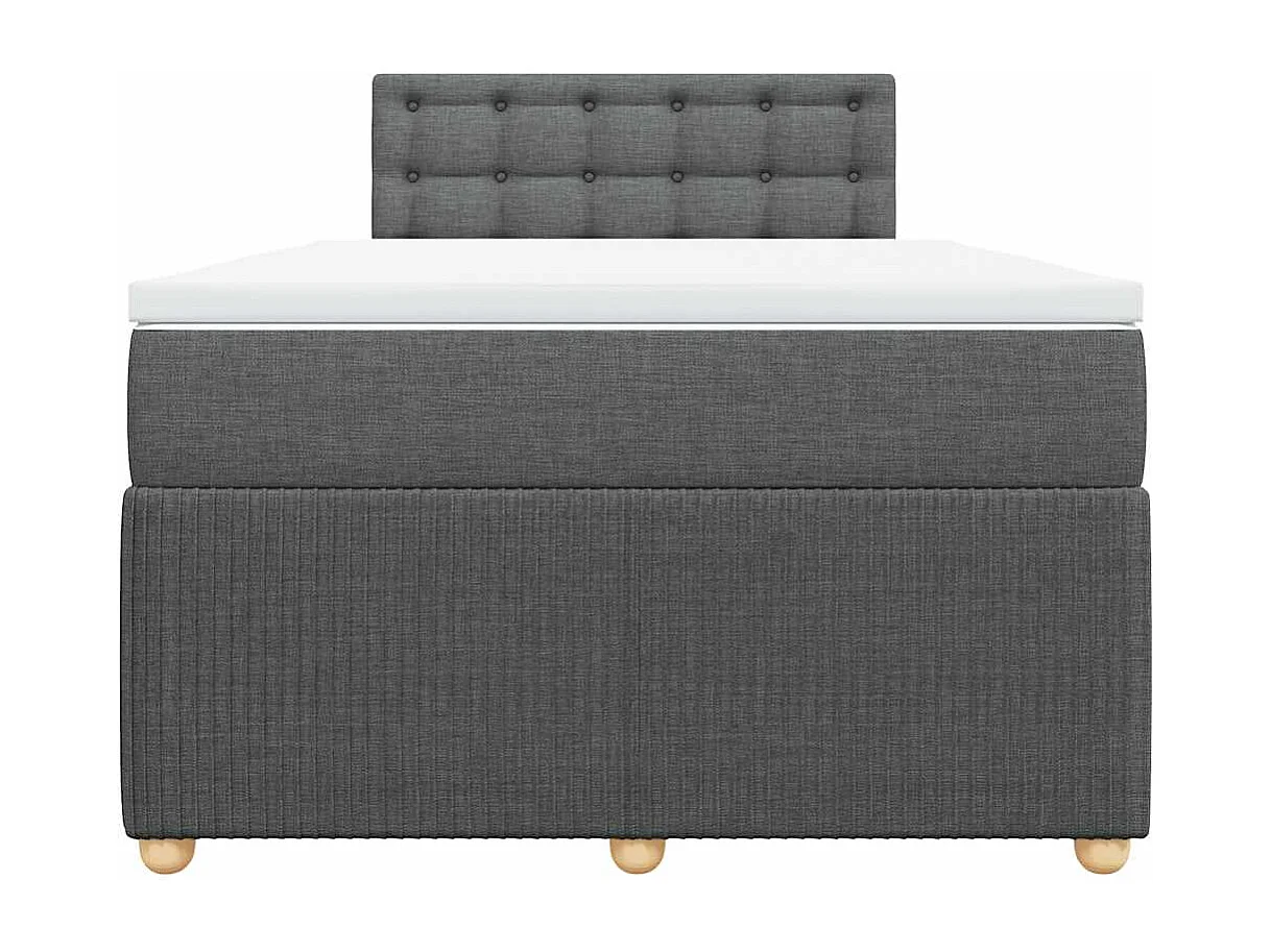 Cama box spring con colchón tela gris oscuro 120x190 cm