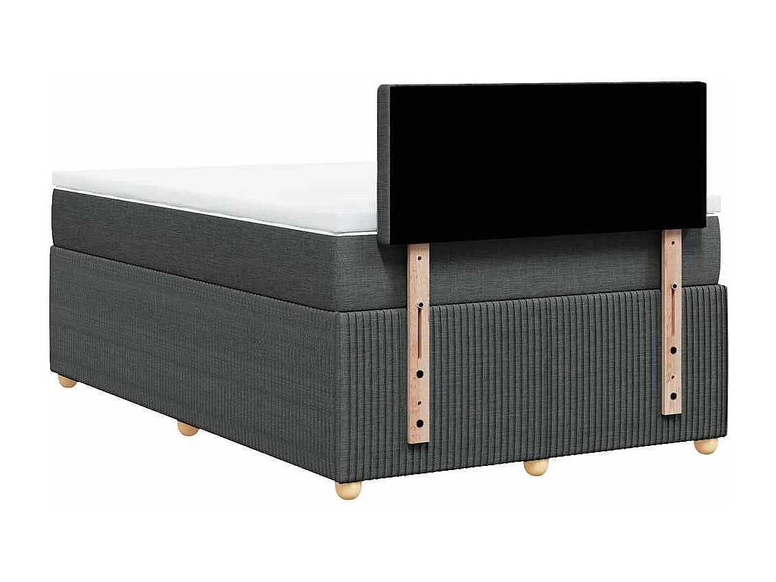 Cama box spring con colchón tela gris oscuro 120x190 cm