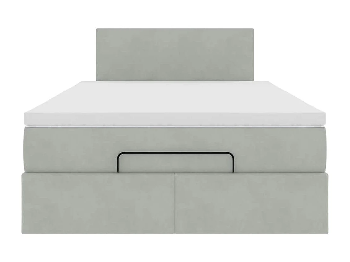 Lit ottoman avec matelas et LED gris clair 120x190cm velours