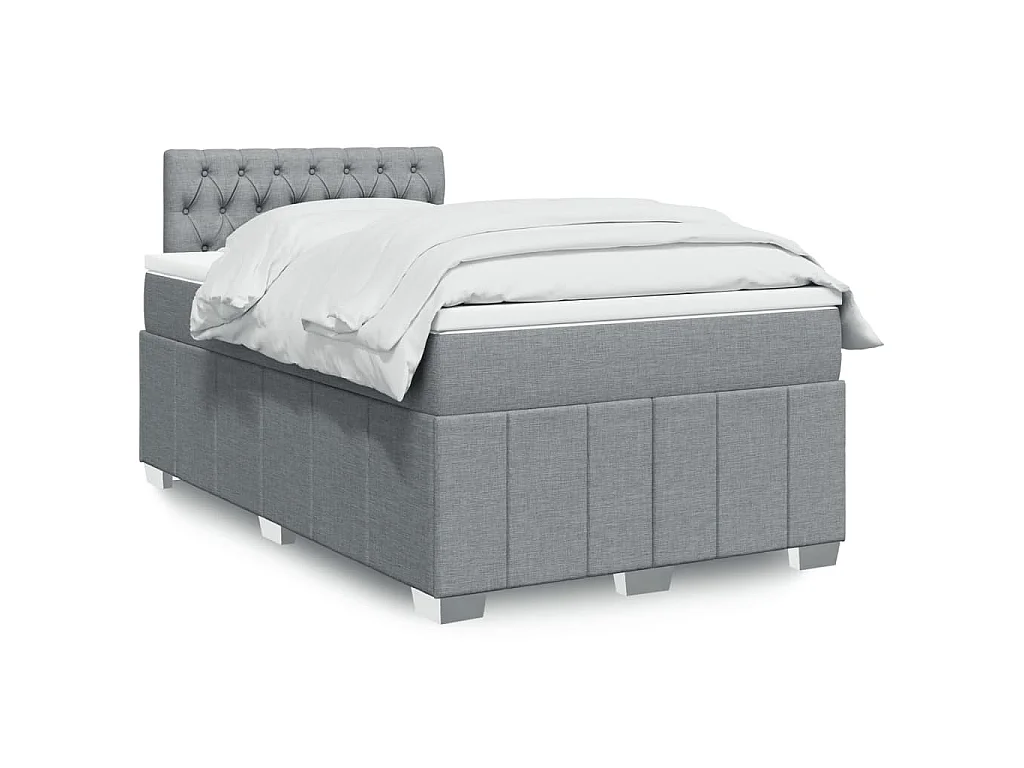 Sommier à lattes de lit et matelas gris clair 120x190 cm tissu