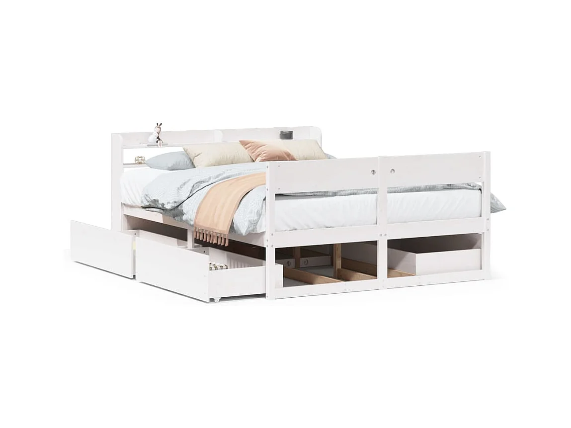 Cadre de lit sans matelas blanc 120x200 cm bois de pin massif