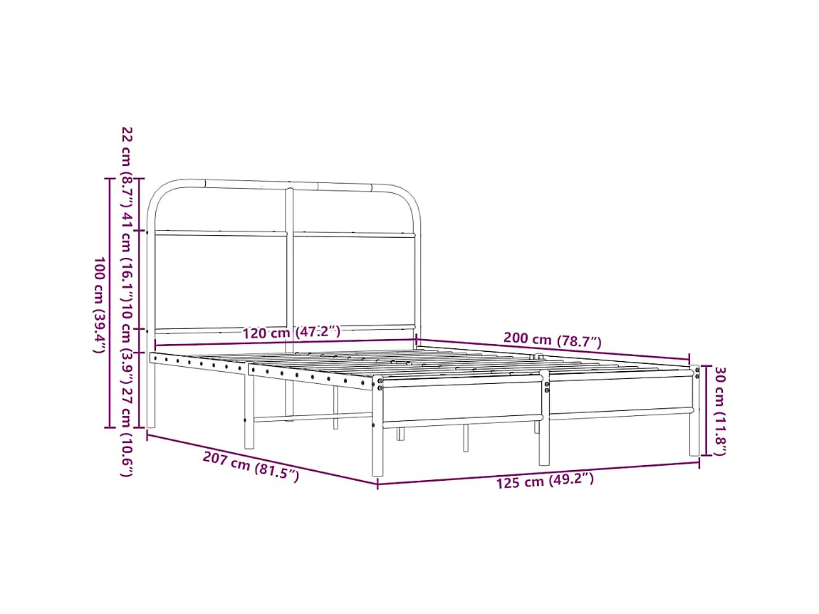 Bettgestell ohne Matratze 120x200 cm Braun Eichen-Optik