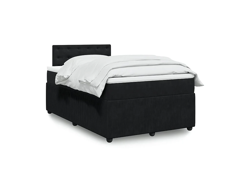 Sommier à lattes de lit avec matelas noir 120x190 cm velours