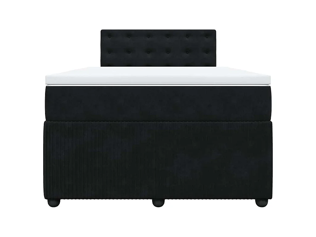 Cama box spring con colchón terciopelo negro 120x190 cm