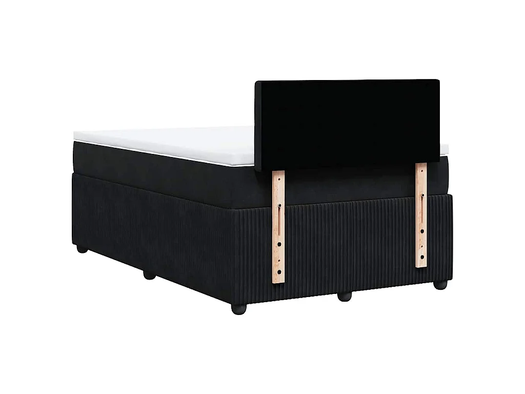Cama box spring con colchón terciopelo negro 120x190 cm